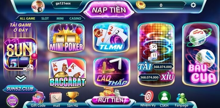 Cập nhật các tính năng của Sun52 